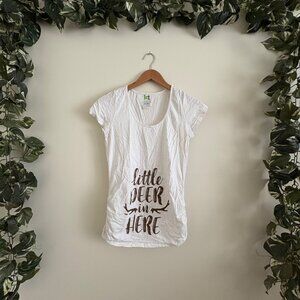 KT Maternity Talking Graphic Short Sleeve Ruched Side Shirt White Size S